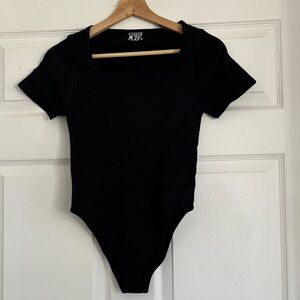Black One Piece square neck Bodysuit